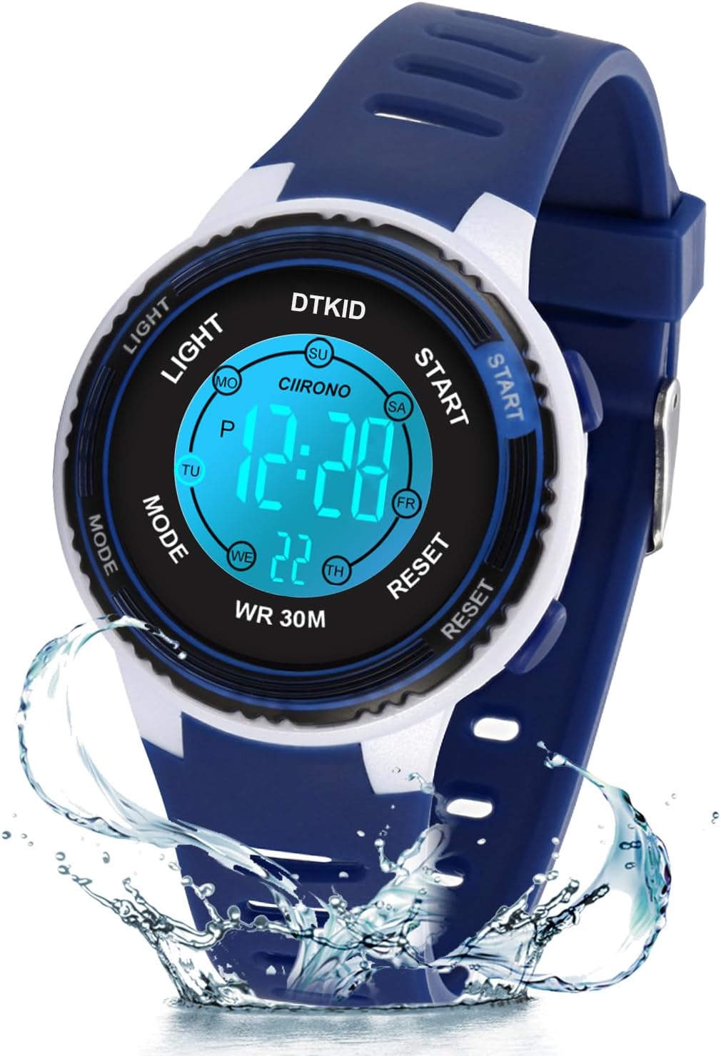 Digital Kids Watch Waterproof 7 Color Lights Time Teaching Watch Easy to Read