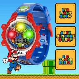 Accutime Super Mario Kids Digital Watch with Yoshi, LED Light Show, Soft Silicone Strap, Durable Kid-Friendly Design, Fun Time-Telling for Boys and Girls - Image 2