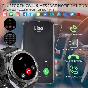 1.52-Inch Touch Screen  Smartwatch with Text and Call for Men and Women(Black) - Image 2